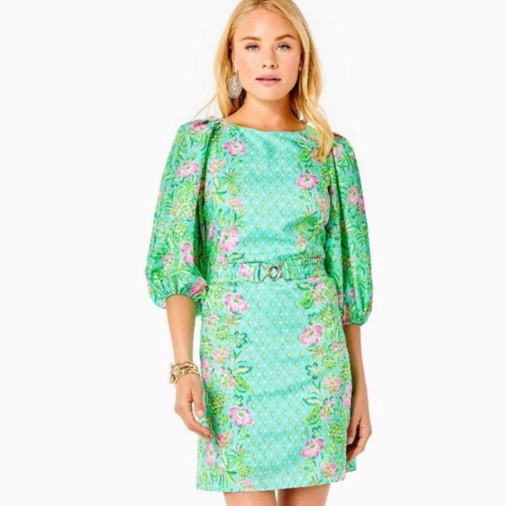 Lilly Pulitzer Size XL Barbara Sleeved Dress Oh Diamond Girl Engineered - Picture 1 of 11